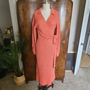 Anthropologie Orange Wrap Dress NWT